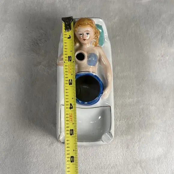 Naughty Nodder Novelty Smoking Ashtray Lady in Bed Missing Legs & Fan BnftsChrty - Picture 9 of 12